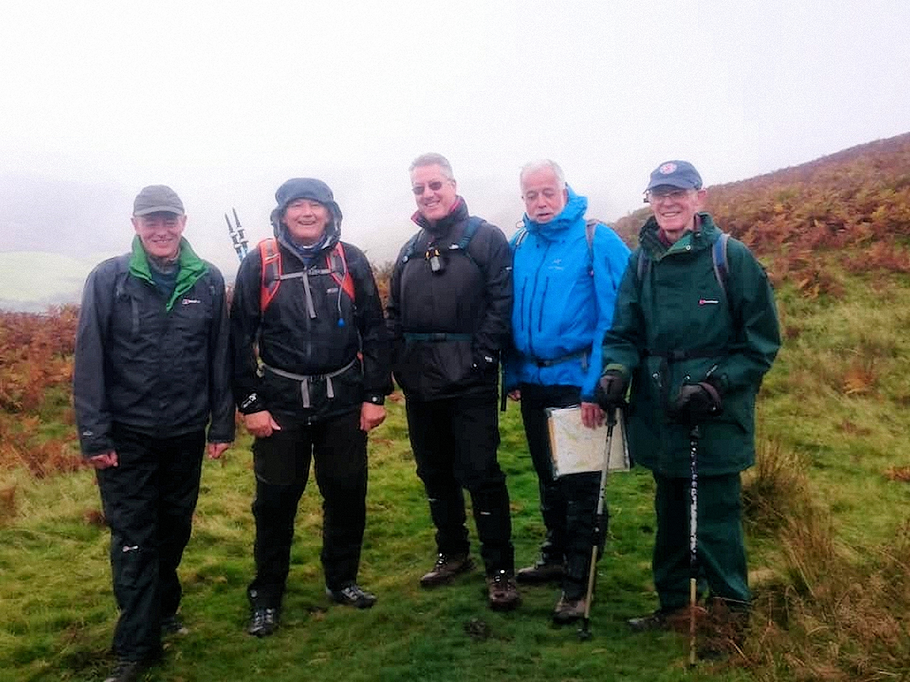 The team in the gloom on the way to Fan Frynych on Saturday, Photo by Andy Burton